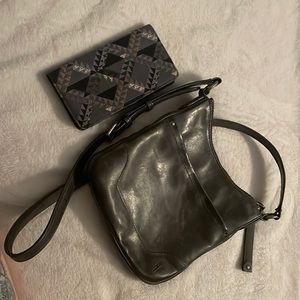 FRYE grey leather crossbody